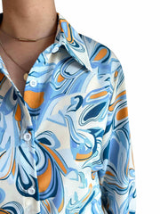 Women's Graphic Print Long Sleeve Button Up Shirt