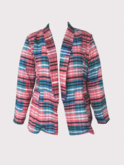 Colorblock Plaid Blazer Long Sleeve