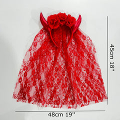 Halloween Devil Horn Lace Headband Costume Accessory