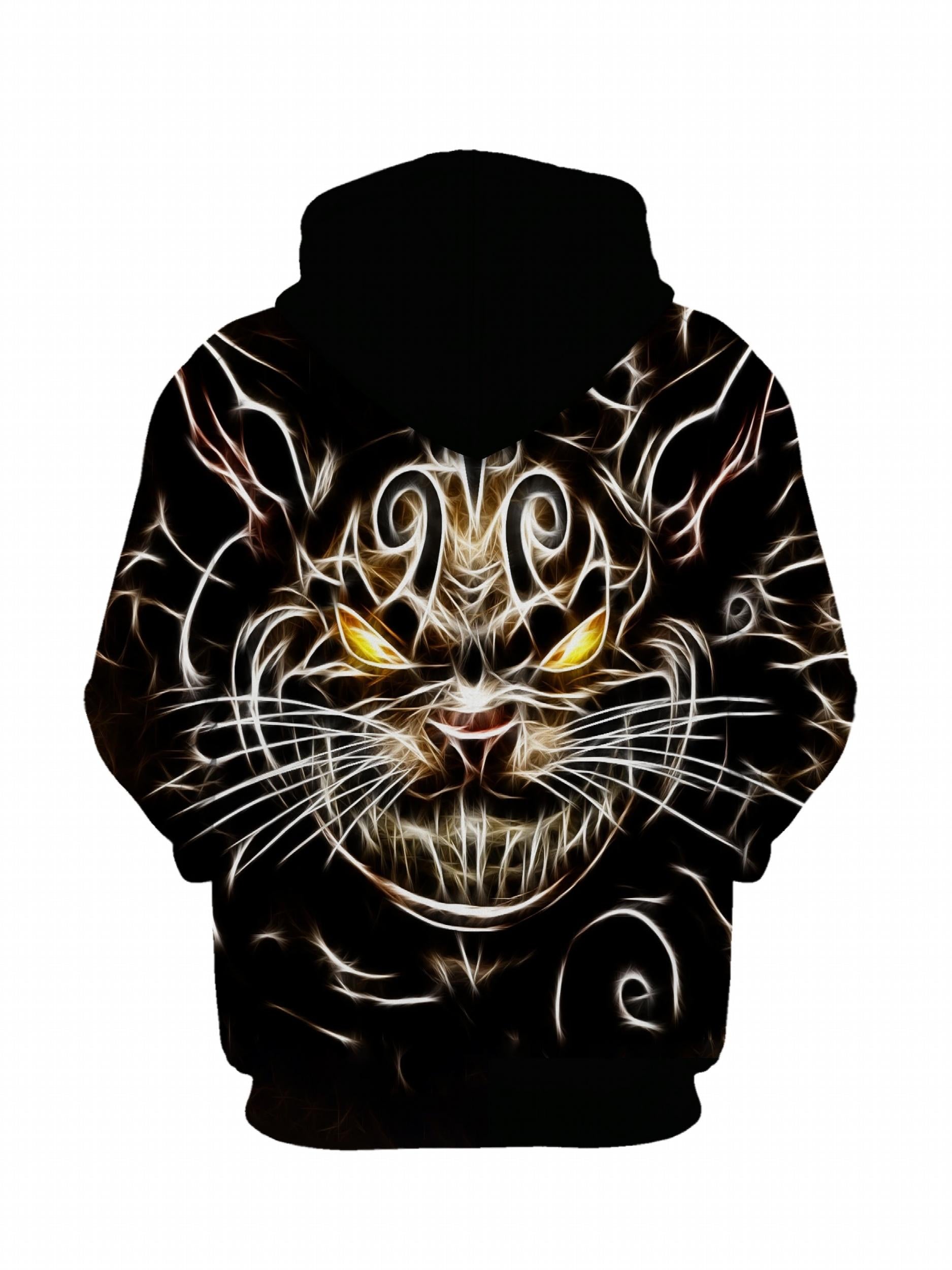 Men's Cat Pattern Hoodie with Pockets Casual Sweatshirt