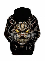 Men's Cat Pattern Hoodie with Pockets Casual Sweatshirt
