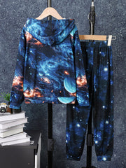 Boy's 2pcs Starry Night Sweatshirt & Sweatpants Set