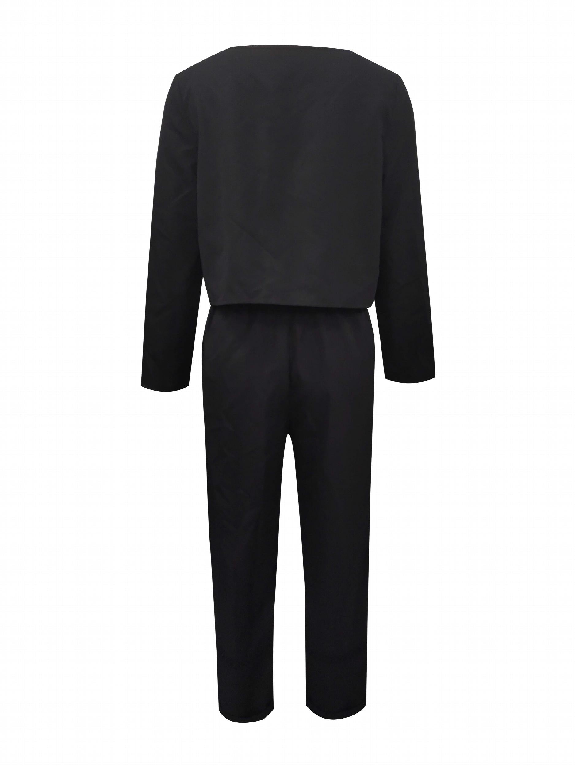 Casual Two piece Set Crew Neck Long Sleeve Tops & Wide Leg Pants