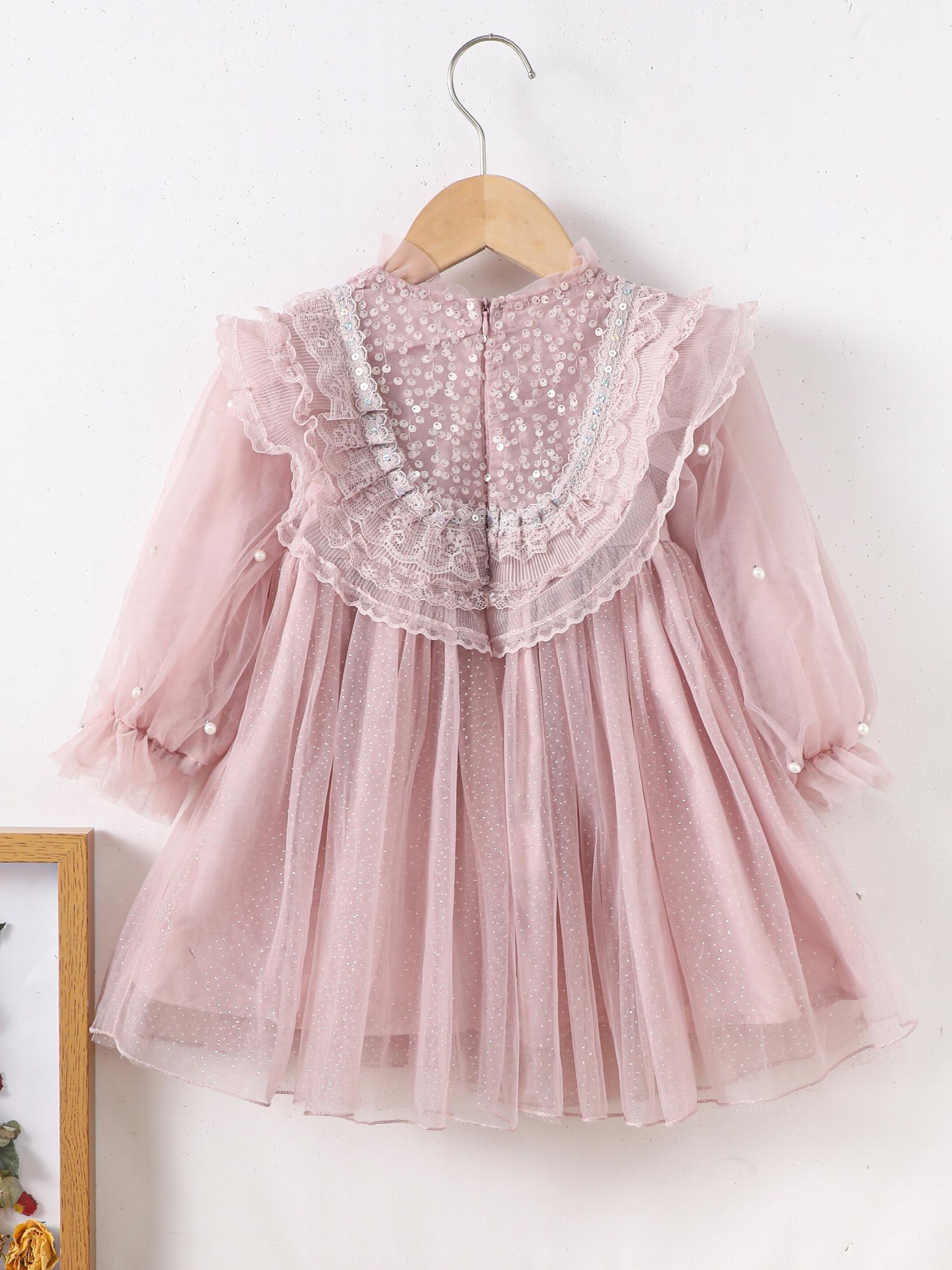 Frill Trim Bead Detail Fairy Princess Dress for Toddler Girls
