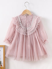 Frill Trim Bead Detail Fairy Princess Dress for Toddler Girls