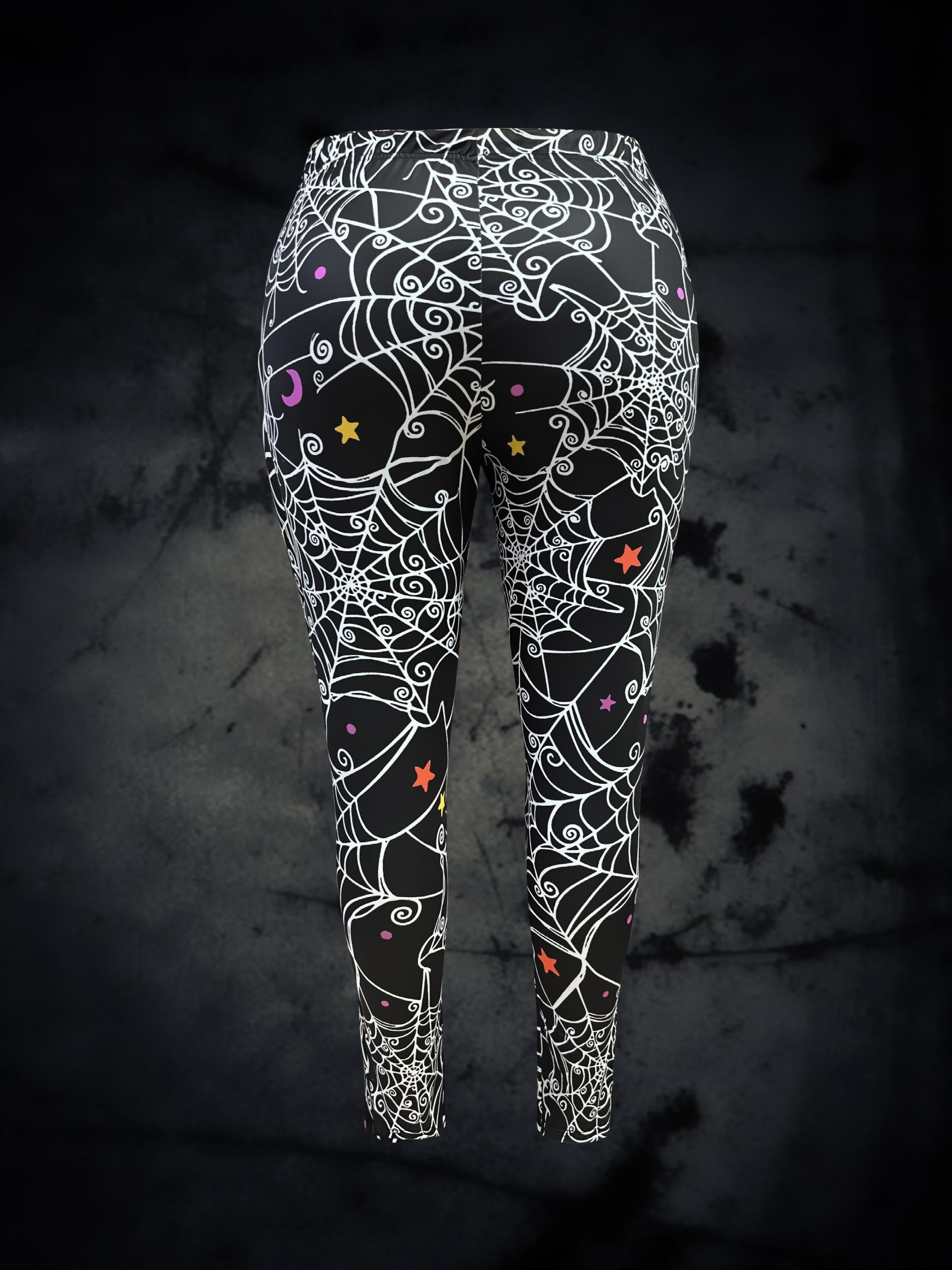 Spider Web Print High Rise Stretch Leggings
