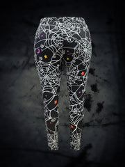Spider Web Print High Rise Stretch Leggings