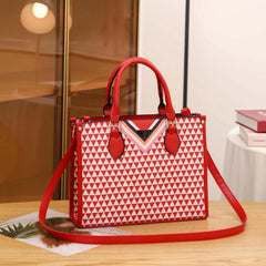 Geometric Pattern PVC Tote Bag Top Handle Shoulder & Crossbody Bag