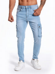Men's Slim Fit Distressed Jeans with Pocket