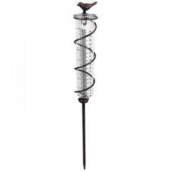 Metal Bird Rain Gauge Stake 7 Capacity Cast Iron Hanging Outdoor Garden Law