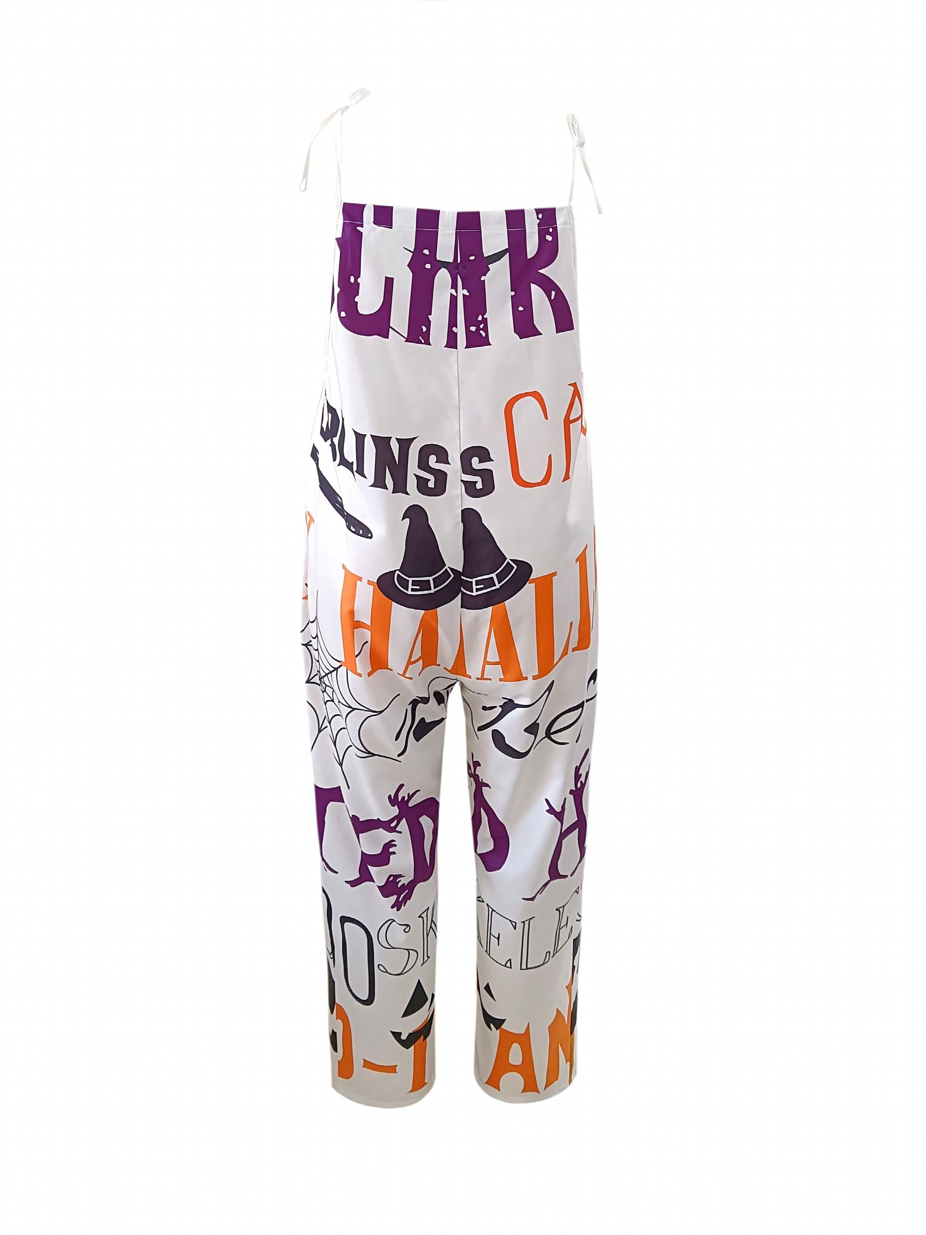 Halloween Jumpsuit Women's Graphic Tie Shoulder Loose