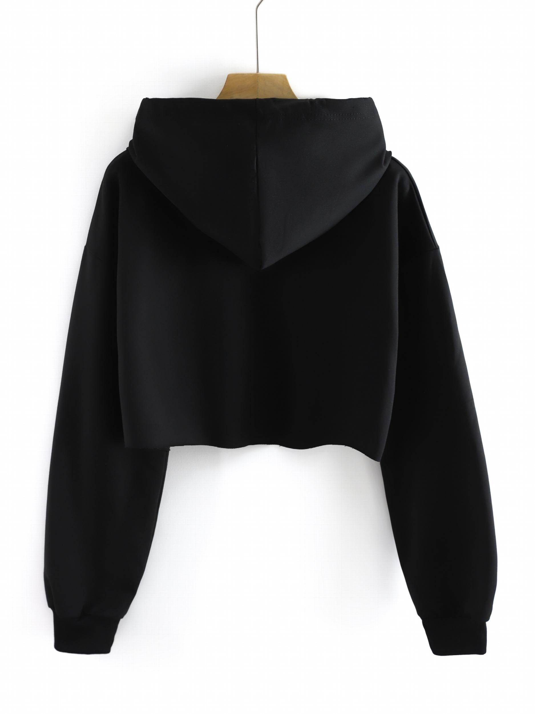 Letter Graphic Drop Shoulder Hoodie Long Sleeve Drawstring Hooded Sweatshirt