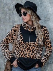 Leopard Print Long Sleeve Pullover Women's Sweatshirt