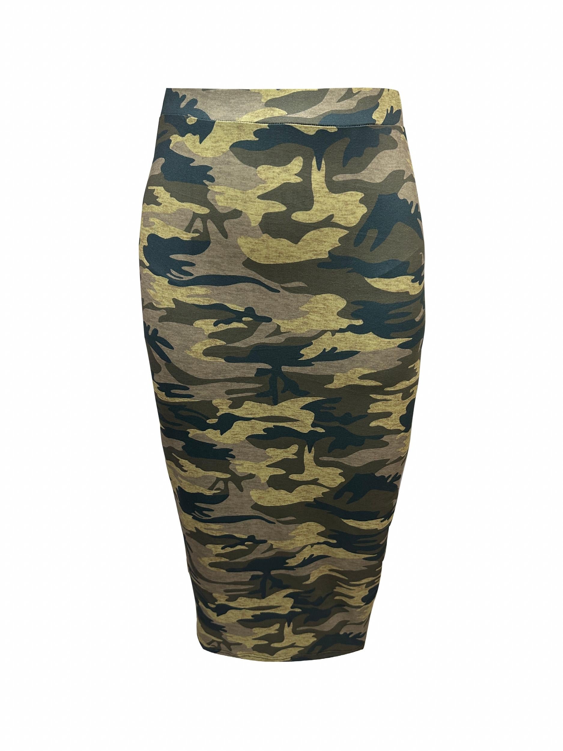 Camo Print High Waist Slim Skirt for Women