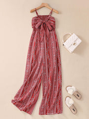 Paisley Print Tie Front Cami Jumpsuit Boho Wide Leg Backless Jumpsuit