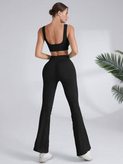 2pcs Yoga Set High Stretch Push Up Sports Bra & Butt Lifting Flared Pants