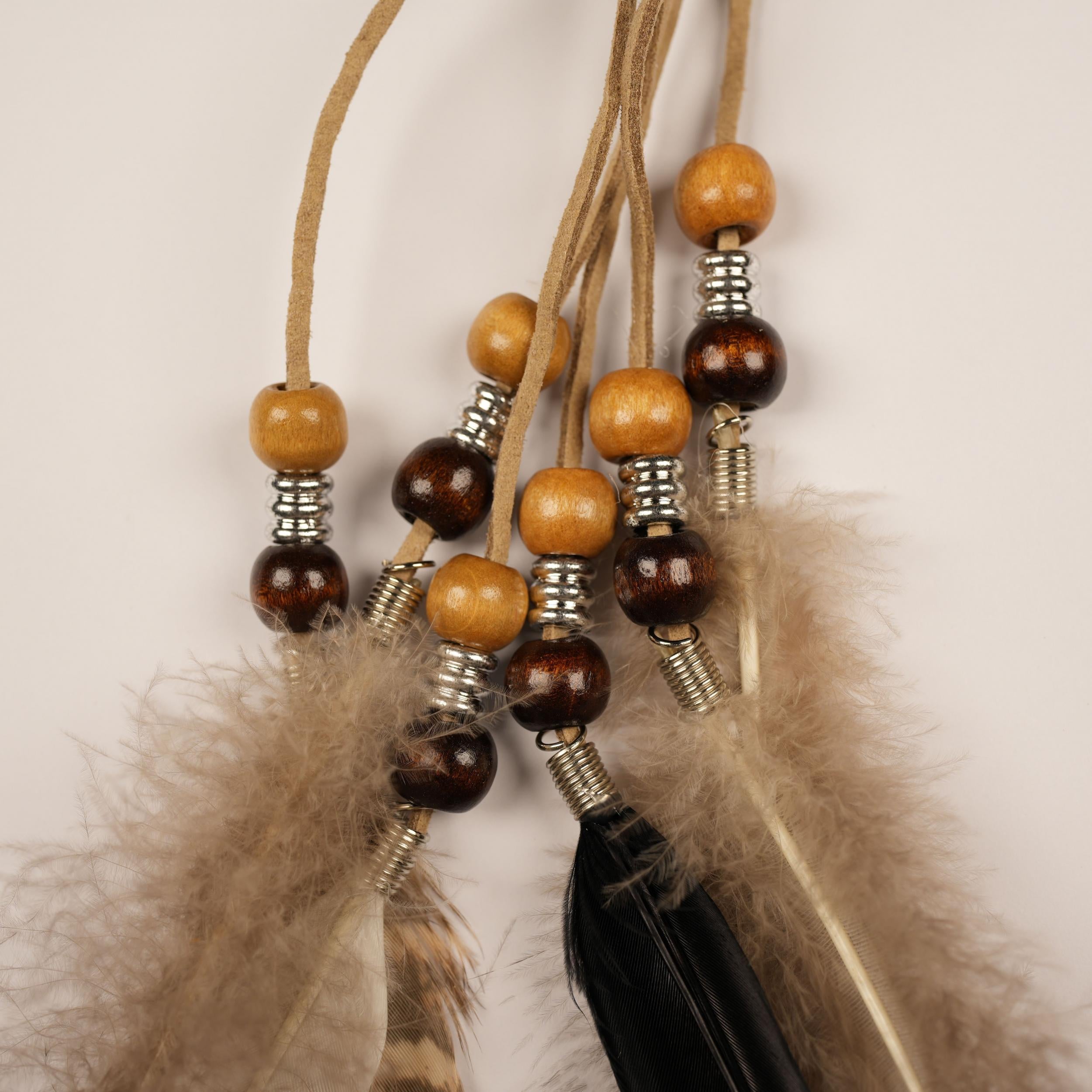 Indian Boho Feather Headband With Tassel Elastic Band Headdress