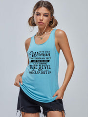 Women's Letter Graphic Tank Top, Round Neck Casual Loose Sports Shirt