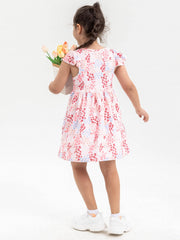 Girls Heart Graphic Ruffle Trim Sleeve Princess Dress