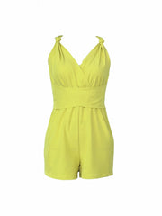 Deep V Neck Cross Romper Jumpsuit Sleeveless