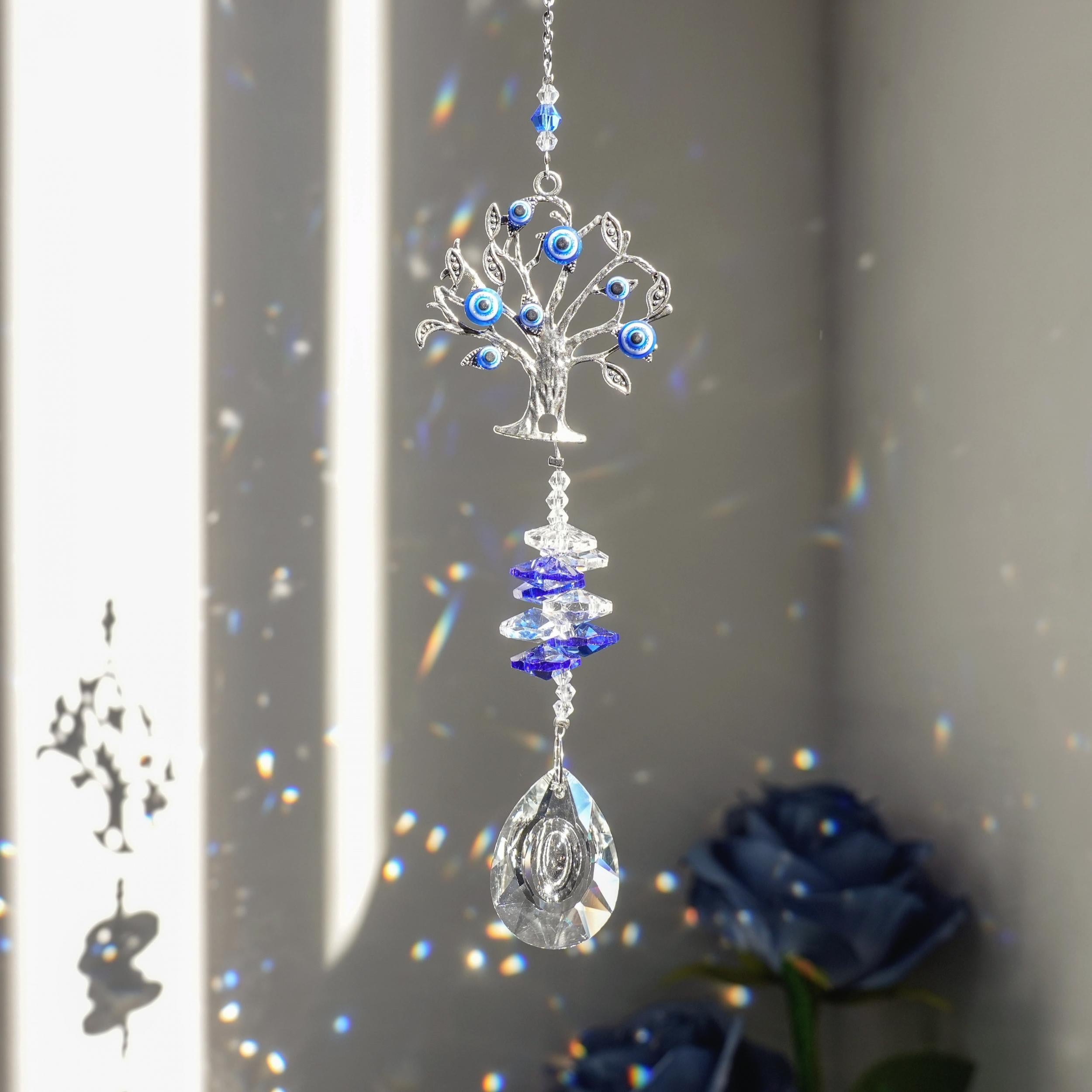 Crystal Evil Eye Suncatcher for Home Protection