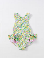 Floral Pattern Girl's Swimsuit Tankini for Beach Vacation