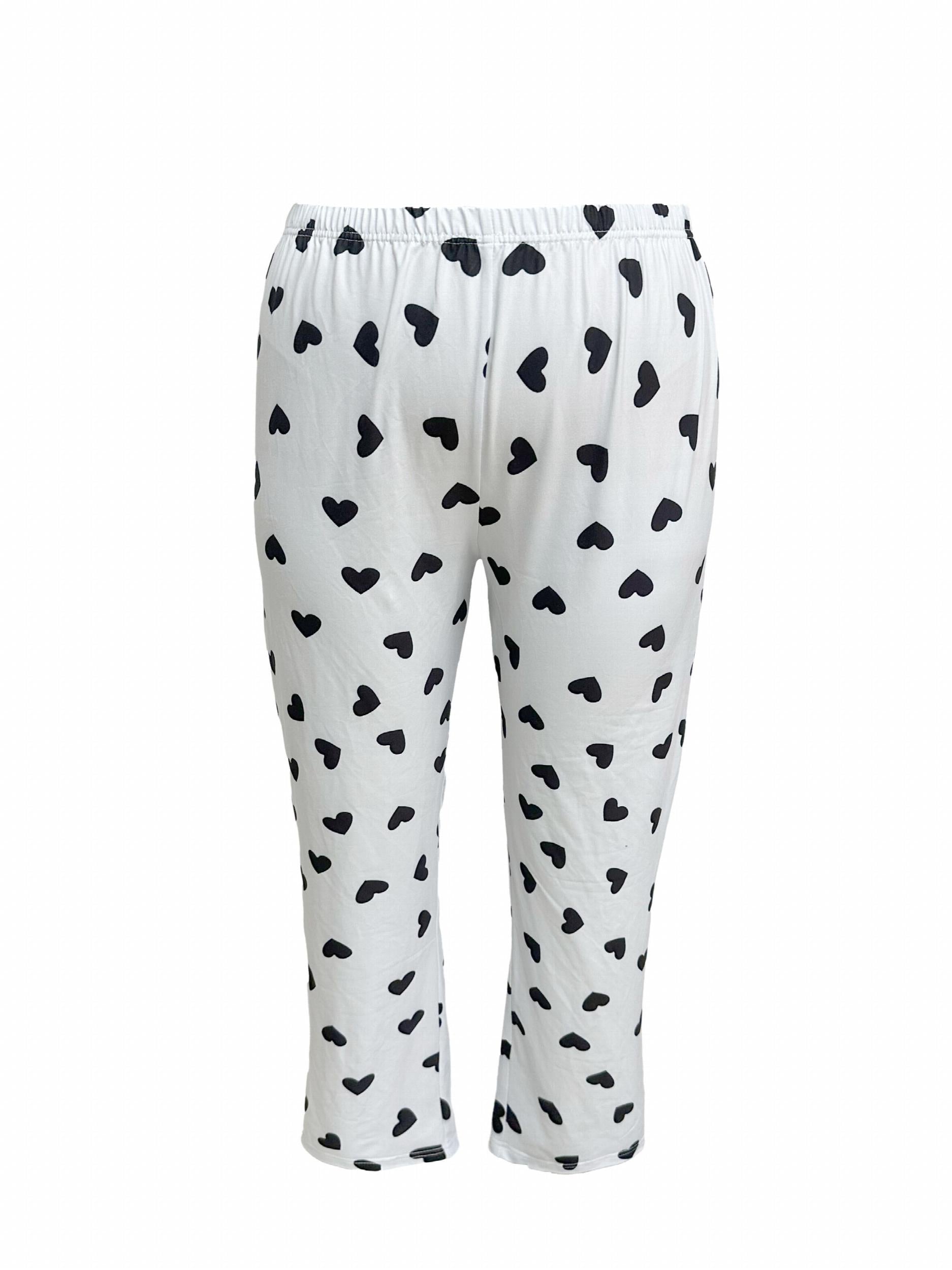Heart Print Long Sleeve Lounge Two Piece Set