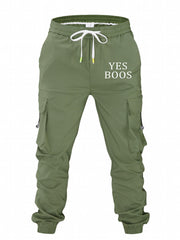 Classic Pocket Cargo Pants Men's Loose Fit Drawstring Solid Joggers