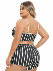Stripe Print Crop Cami Top & Shorts Pajama Set