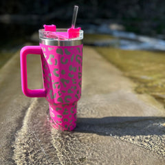 40oz Leopard Coffee Mug Leakproof Insulated Portable for Outdoor Sports