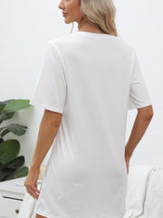 Letter Print NightDress Short Sleeve Pajama Dress