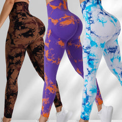 3pcs Tie Dye High Waist Yoga Sports Leggings