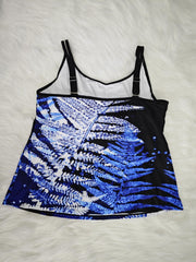 Leaf Print Tankini Set High Stretch Cami Top & Shorts Swimsuit