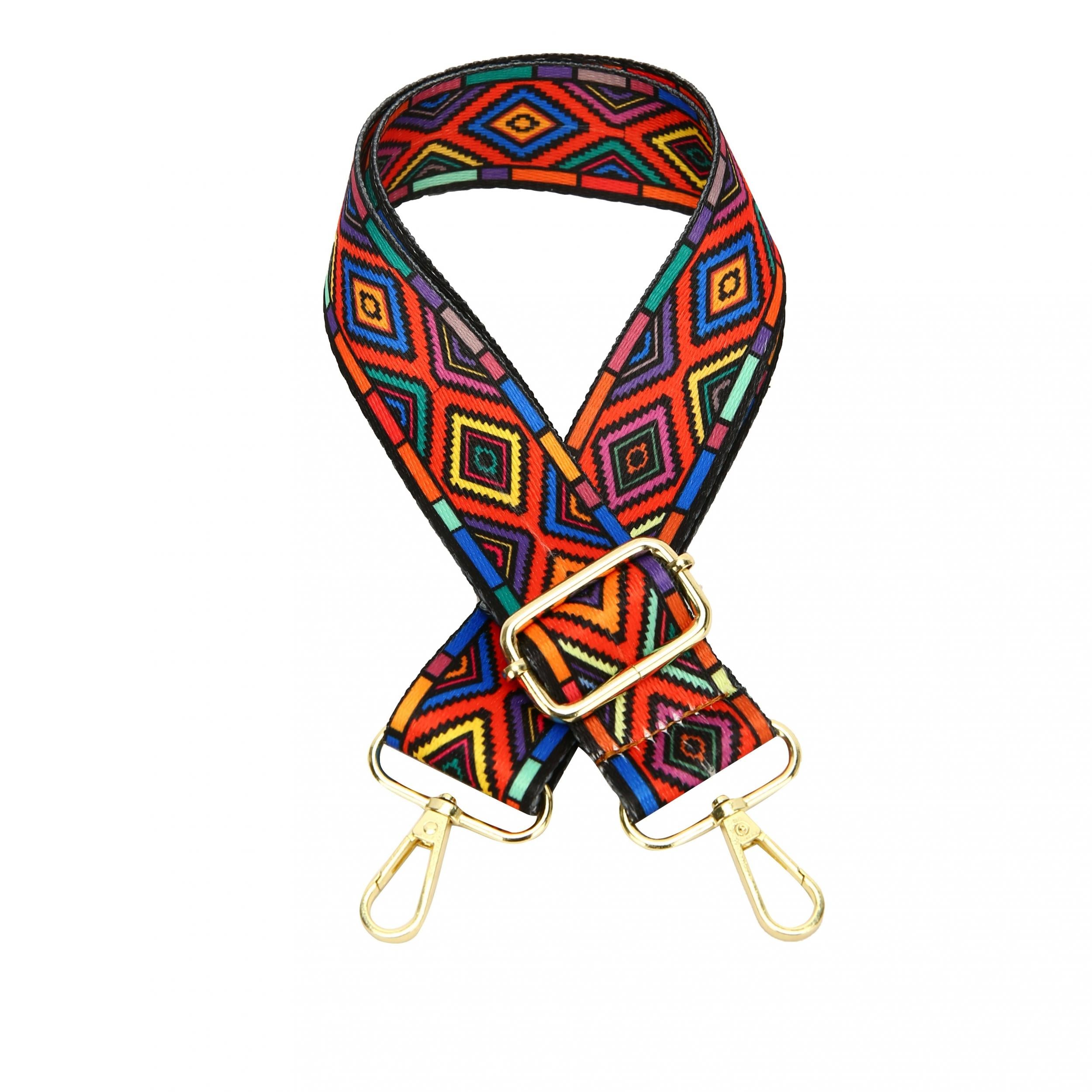Boho Rainbow Purse Strap Adjustable 3" Wide Shoulder Belt