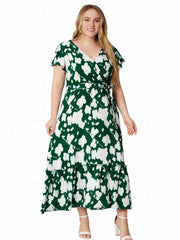 Ruffle Trim Maxi Smock Dress With Belt