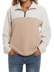 Half Zipper Casual Pullover Sweatshirt Mock Neck Activewear