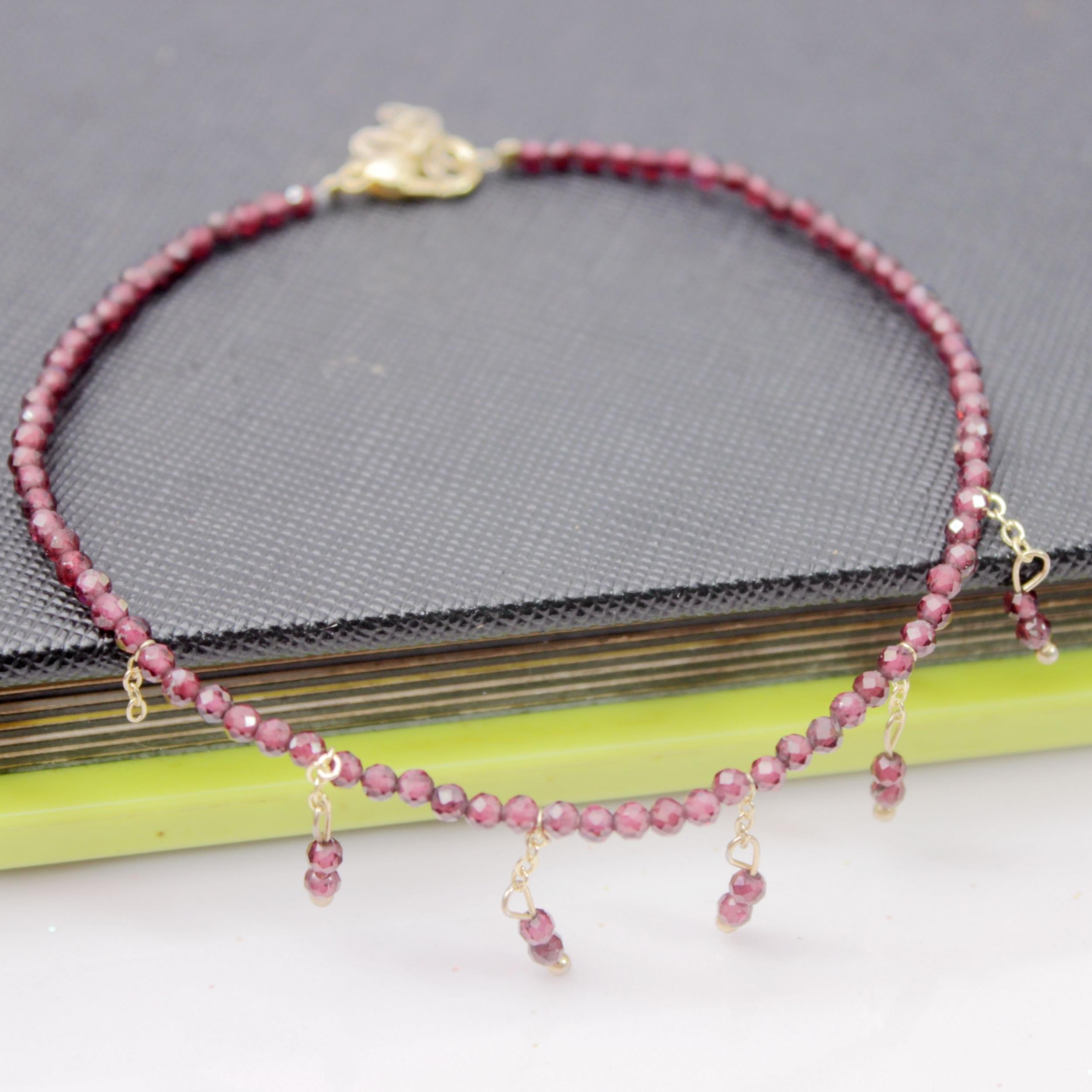 Natural Stone Amethyst Tourmaline Lucky Anklet Beaded Anklet For Kids