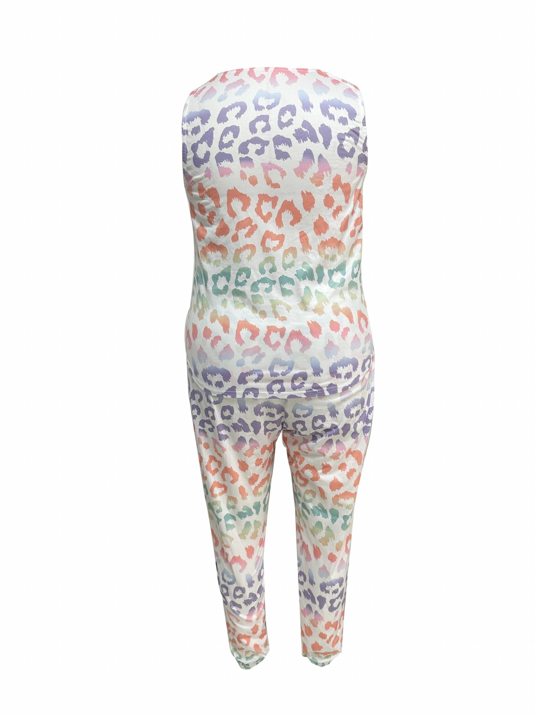 Ombre Leopard Print Tank Top & Pants Set