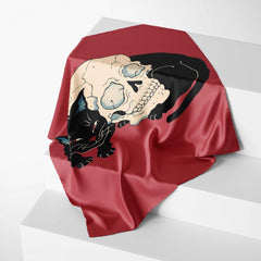 Vintage Skull Print Red Bandana Head Scarf For Women