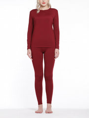 Women's Thermal Underwear Set Long Sleeve Crew Neck Tops & Pants