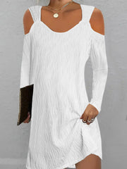Cold Shoulder Long Sleeve V Neck Dress
