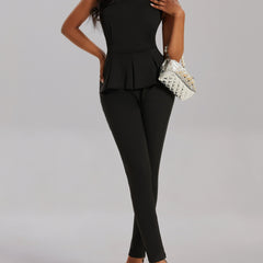 Slim V Neck Jumpsuit Sleeveless Workwear