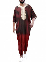 Ethnic Arab Muslim Robe Shirt Dress Men Long Sleeves