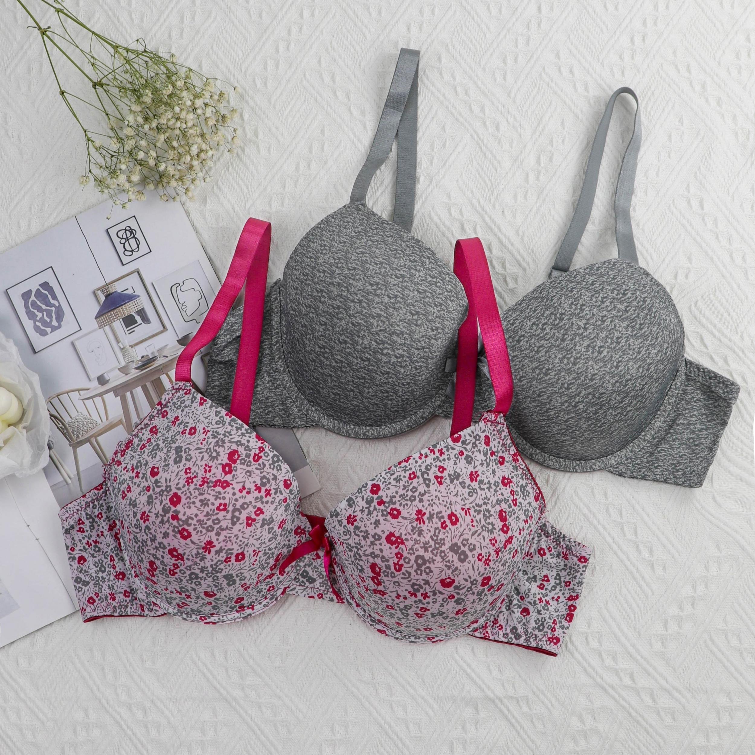 2 Pack Plus Size Bow Knot Underwire Bras Set Women's Full Coverage