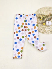 Polka Dot & Claw Print Leggings 2pcs Set For Baby Girls
