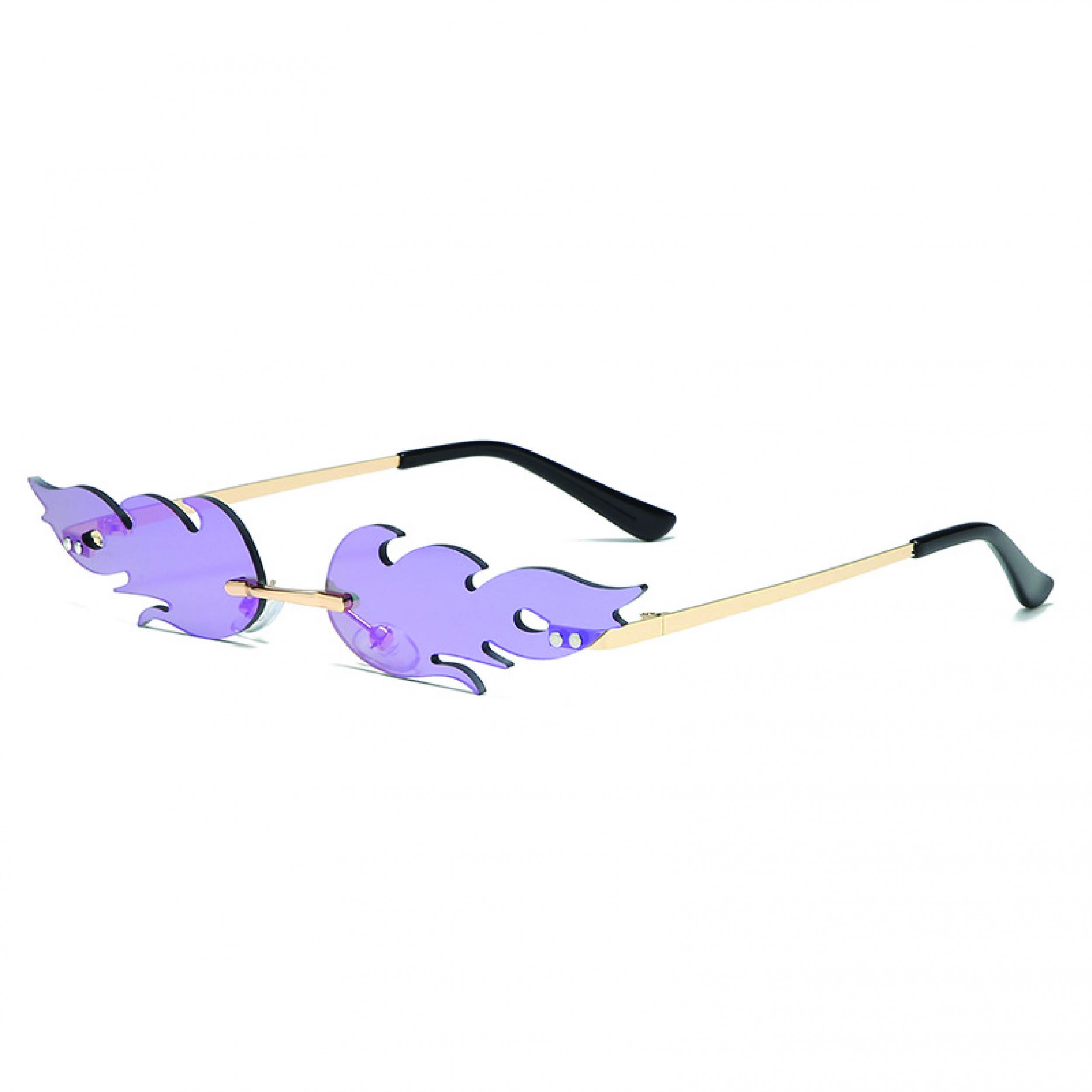 Y2K Flame Sunglasses Tinted Rimless Metal Glasses UV400