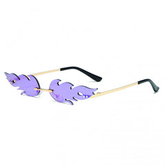 Y2K Flame Sunglasses Tinted Rimless Metal Glasses UV400