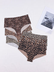 6pcs Leopard Print Briefs Comfy & Breathable Intimates Panties