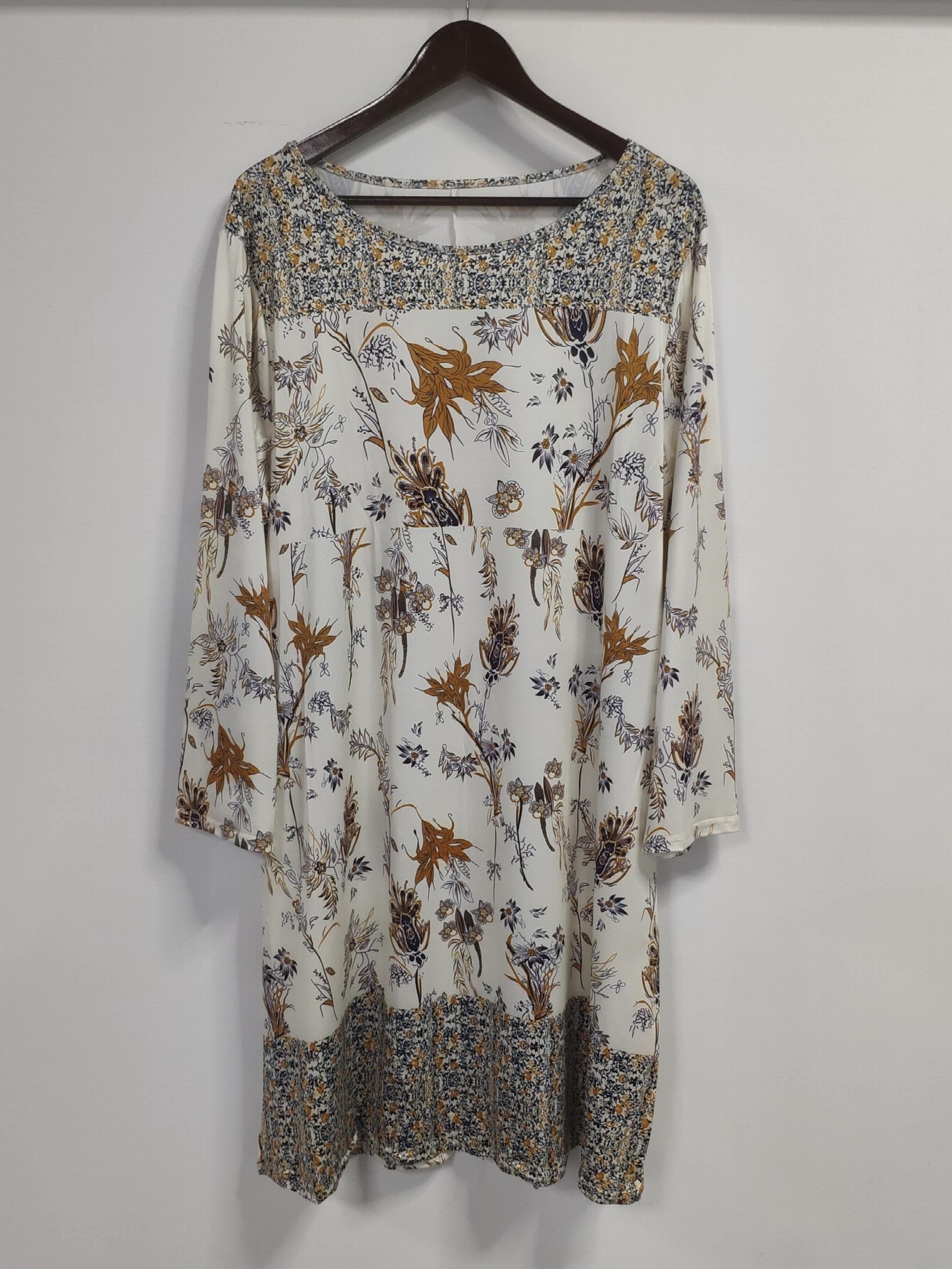 Colorblock Floral Print Long Sleeve Casual Dress