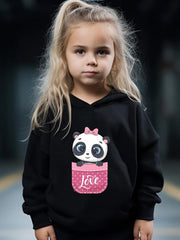 Kid's 2pcs Panda In Pocket Print Long Sleeve Outfit Hoodie & Pants Set